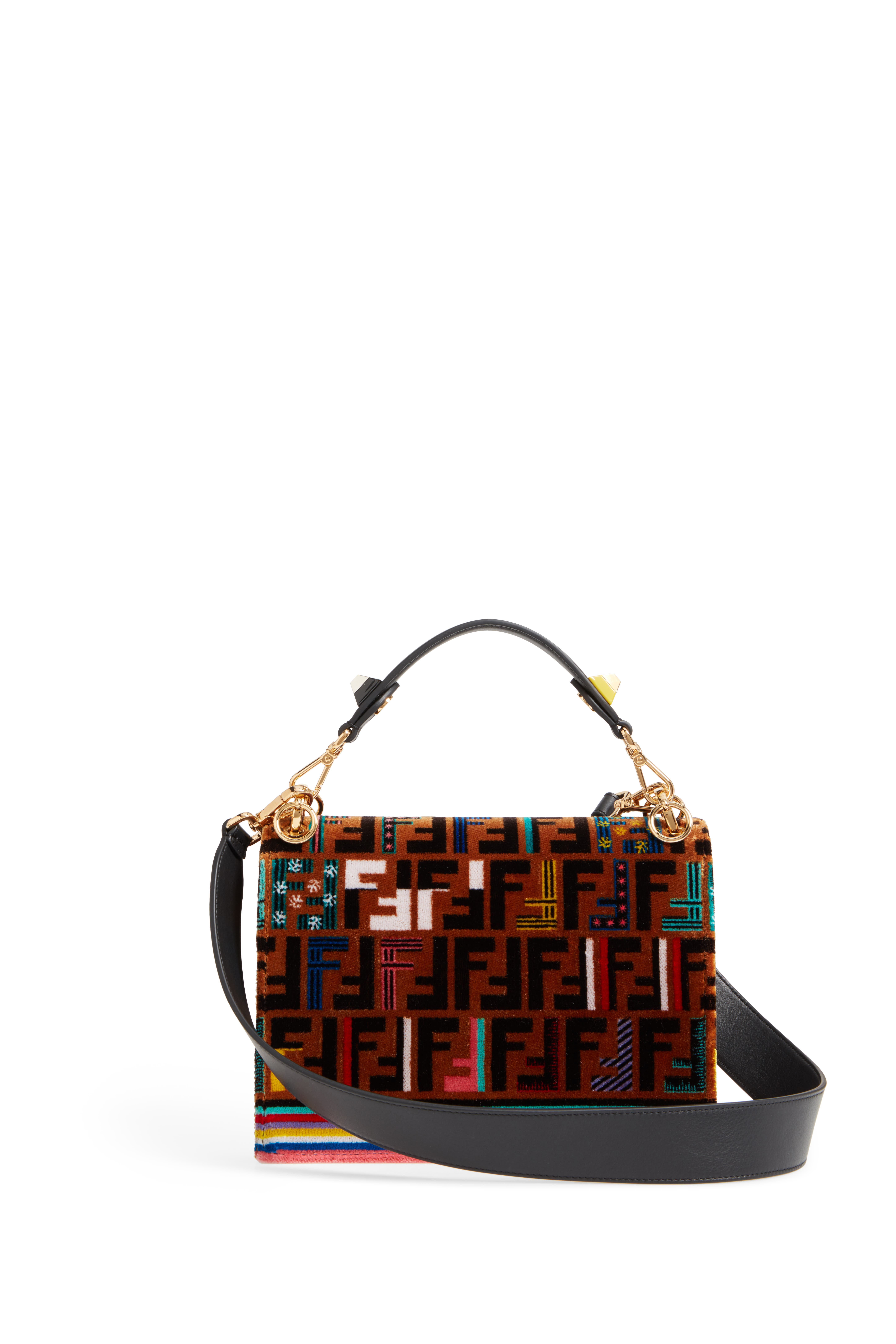 Fendi Kan I Tappetino Velvet Shoulder Bag, Alternate, color, 