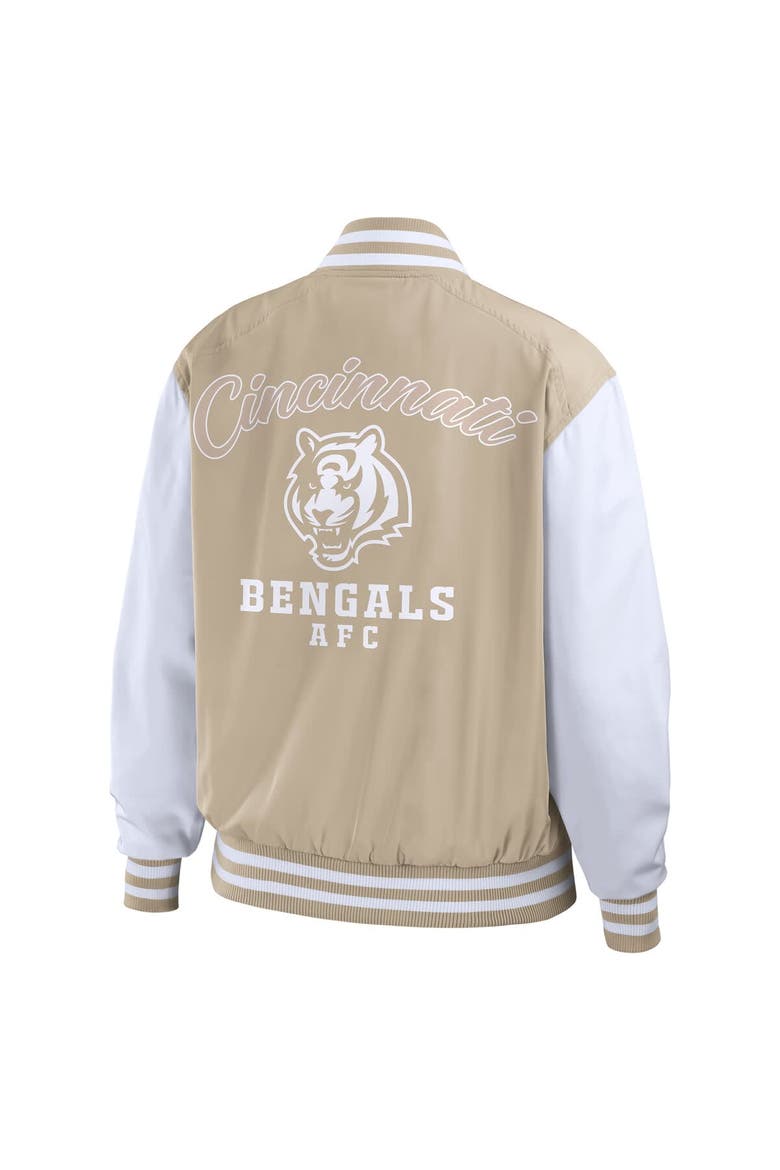 Women's WEAR by Erin Andrews Tan Cincinnati Bengals Tonal Full-Zip Bomber Jacket, Alternate, color, Tan