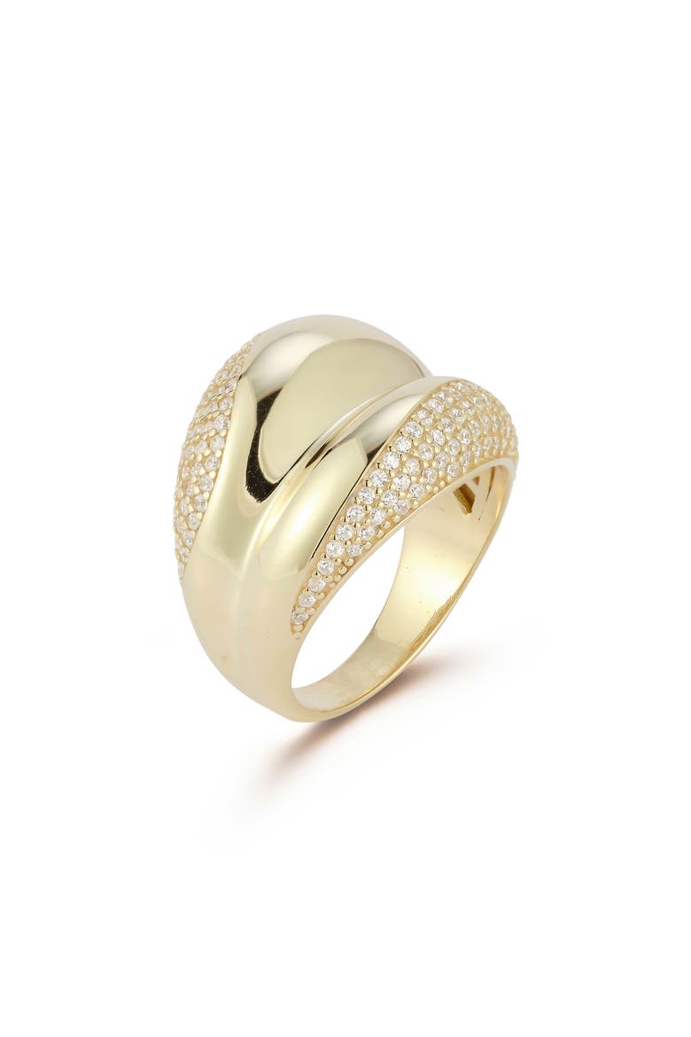 Pavé Cubic Zirconia Statement Ring, Alternate, color, GOLD