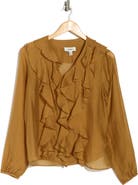 JASON WU Ruffle V-Neck Long Sleeve Top