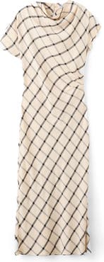 MANGO Windowpane Check Asymmetric Dress