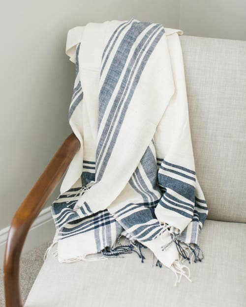 Creative Women Cabin Hatch Cotton Throw Blanket In Navy
