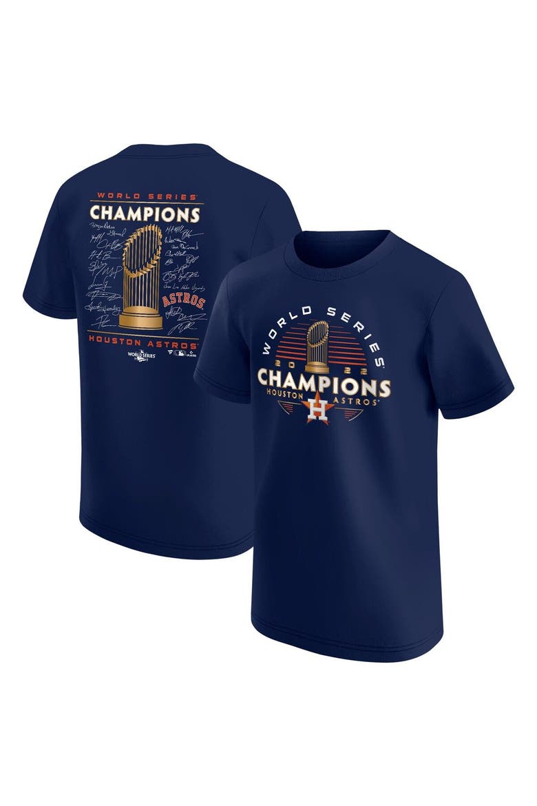 Youth Fanatics Branded Navy Houston Astros 2022 World Series Champions Signature Roster T-Shirt, Main, color, Navy