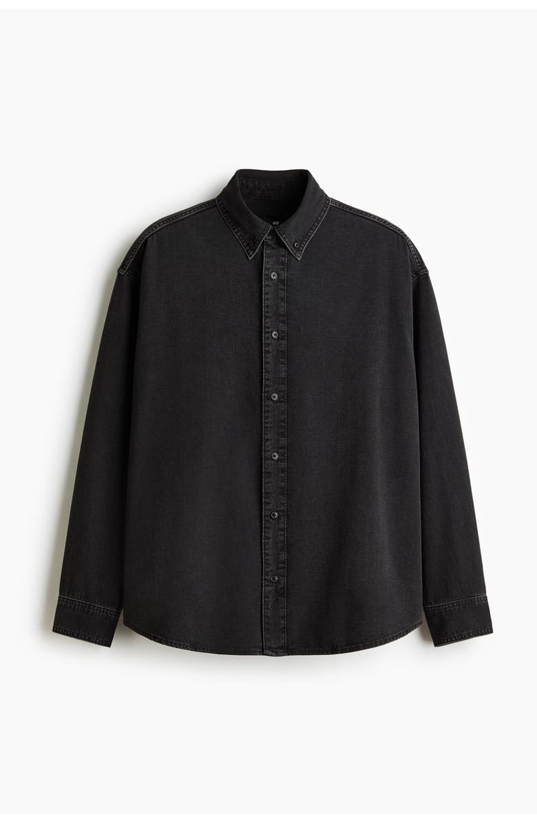 H&M Oversized denim shirt, Alternate, color, Denim Black