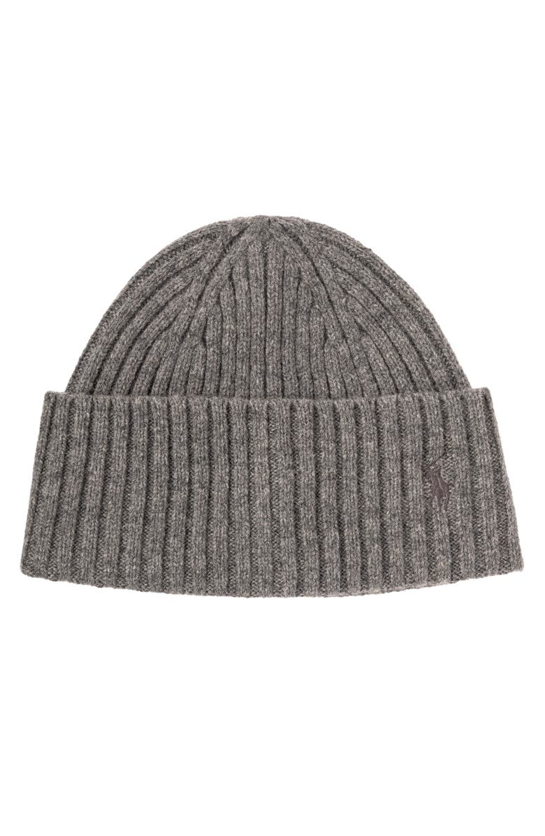 Polo Ralph Lauren Bold Cuff Beanie, Main, color, Steel Grey Hthr