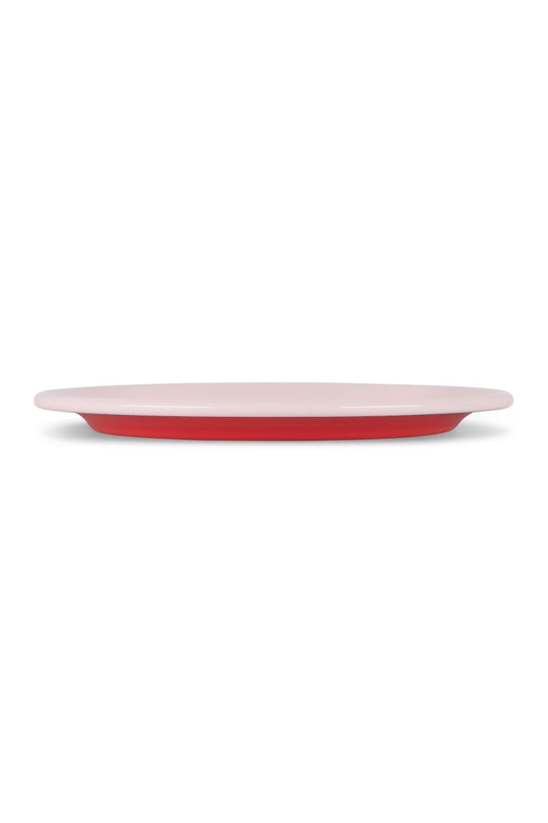 Two Tone Enamel Dinner Plate - Set of 4, Alternate, color, Red & Pink