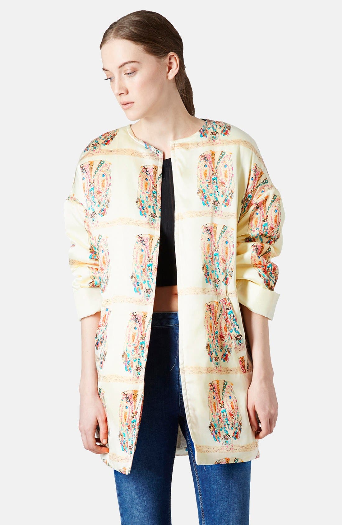 Topshop Owl Pattern Satin Jacket (Women) | Nordstrom