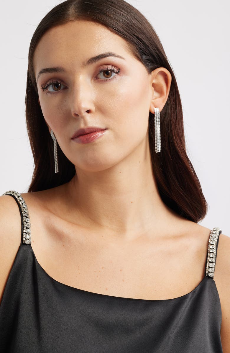 Nordstrom Pavé Fringe Earrings, Alternate, color, Clear- Silver