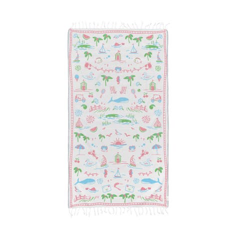 Oversized 37" x 71" Preppy Turkish Beach Towel by Ramus 
Co