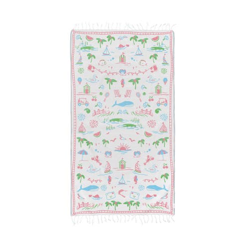 Ramus & Co Oversized 37" X 71" Preppy Turkish Beach Towel By In Multi