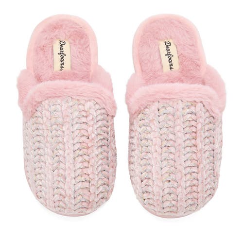 Dearfoams Paris Chenille Shaped Tab Scuff Slipper In Pink