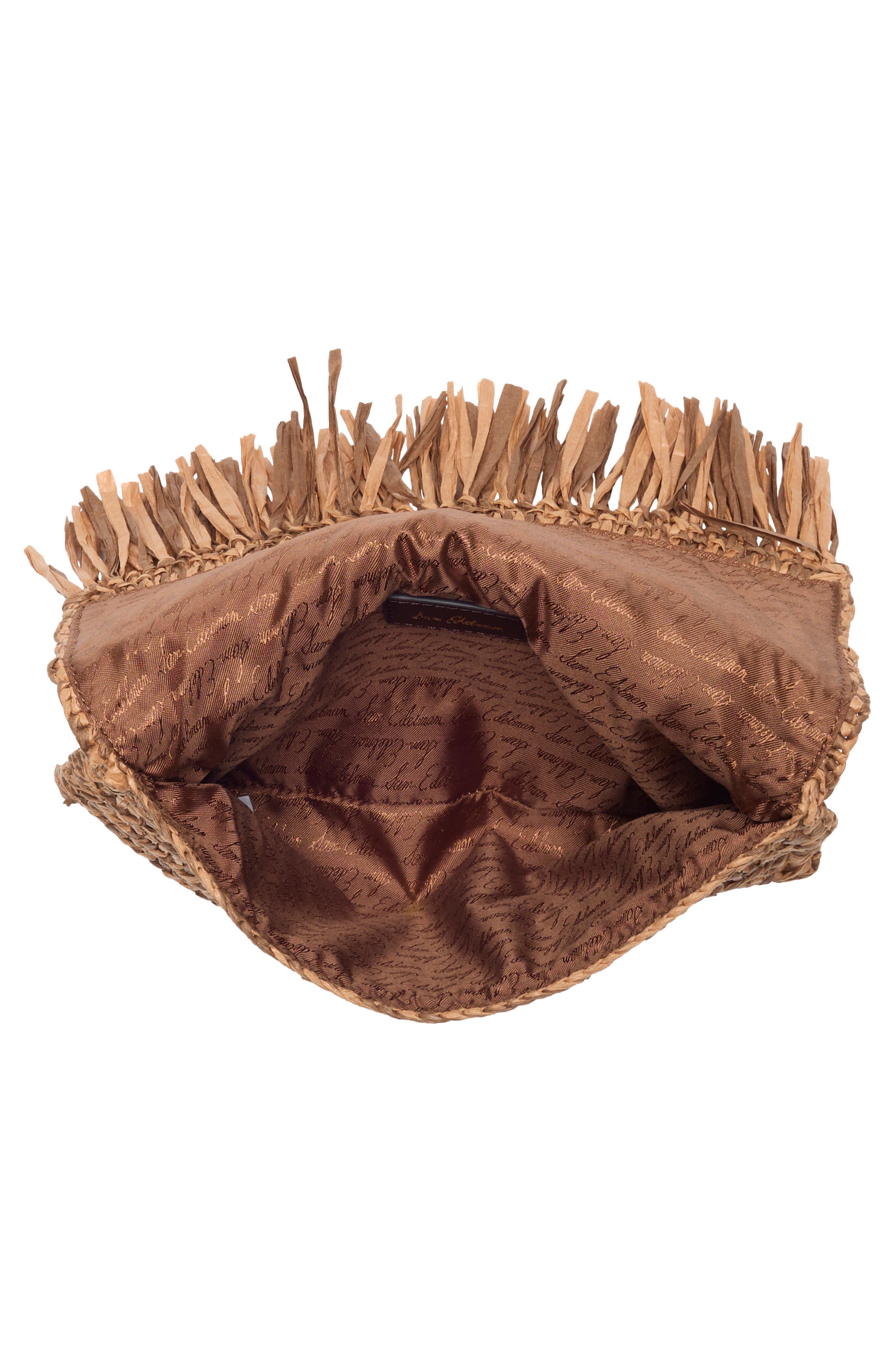 Remi Braided Raffia Clutch, Alternate, color, DARK BROWN