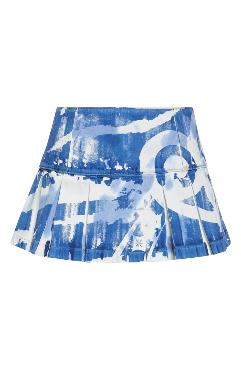 Paolina Russo Tie Dye Pleated Denim Miniskirt, Alternate, color, Acid Indigo
