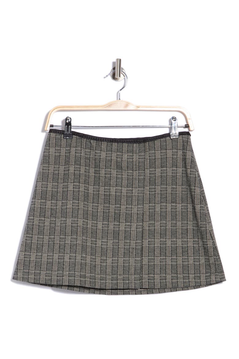 Plaid Double Knit Miniskirt, Main, color, BLACK / CREAM PLAID