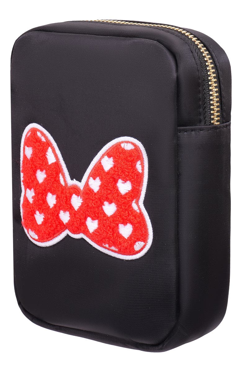 Bloc Bags Mini Heart Bow Cosmetics Bag, Alternate, color, Black/Red