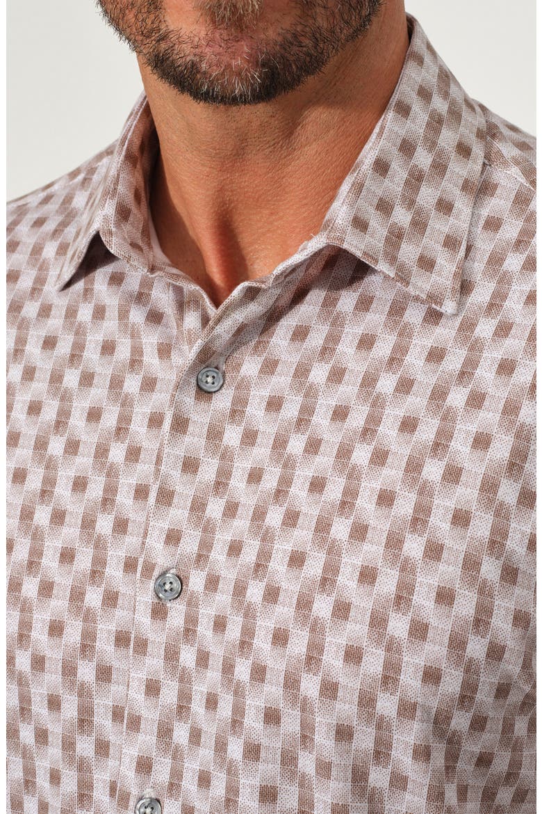 Dynamic Comfort Short Stretch Cotton Sleeve Button-Up Shirt, Alternate, color, VICUNA