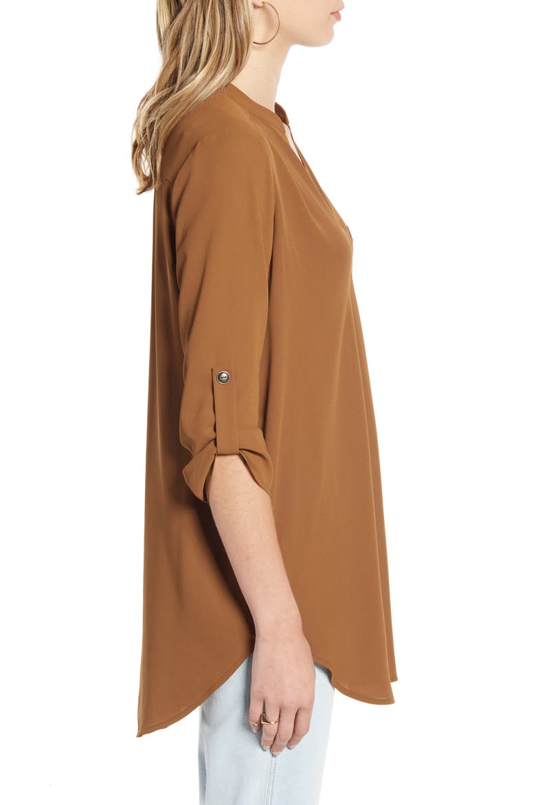 Perfect Henley Tunic, Alternate, color, BROWN