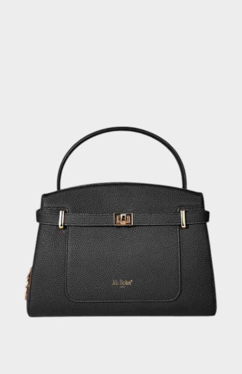 Manhattan Genuine Pebble Leather Top Handle Bag
