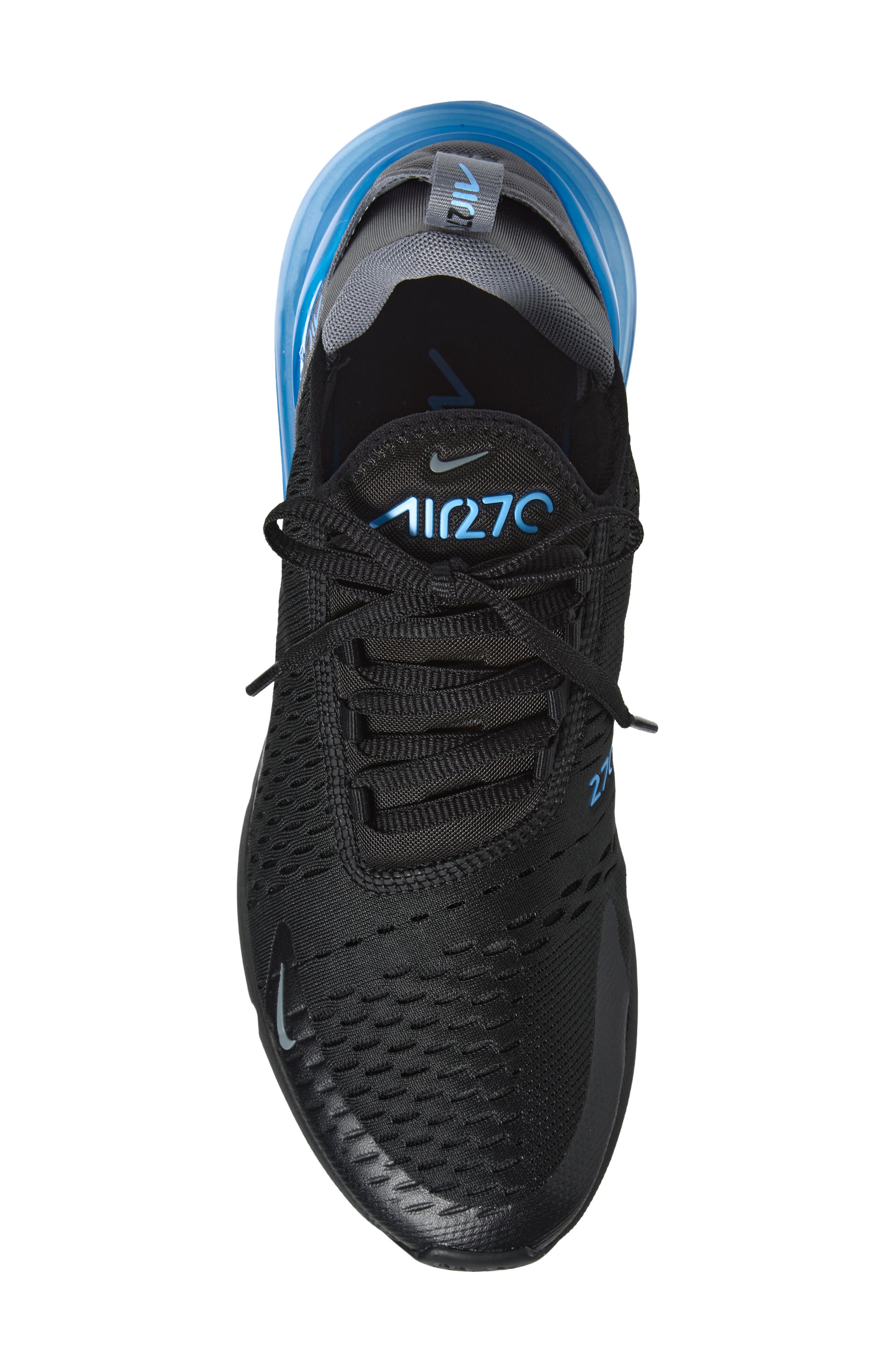 Air Max 270 Sneaker, Alternate, color, BLACK/ UNIVERSITY BLUE