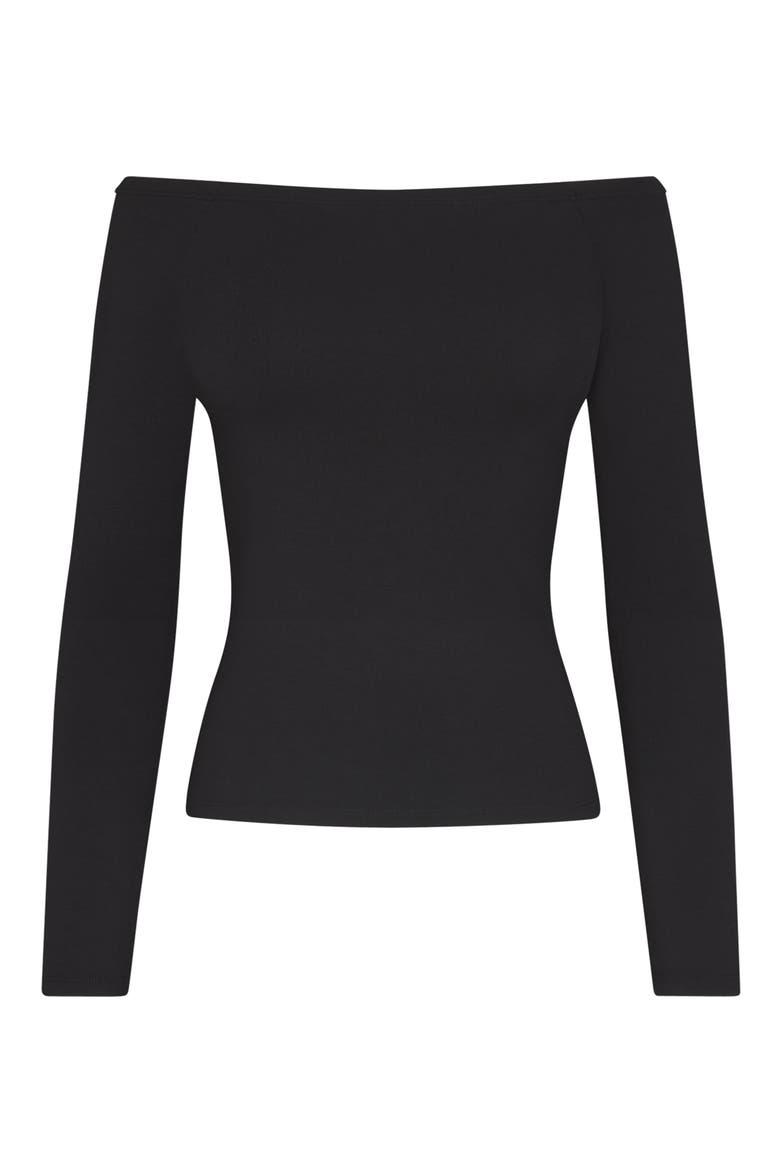 Smooth Layers Off the Shoulder Top, Alternate, color, OBSIDIAN