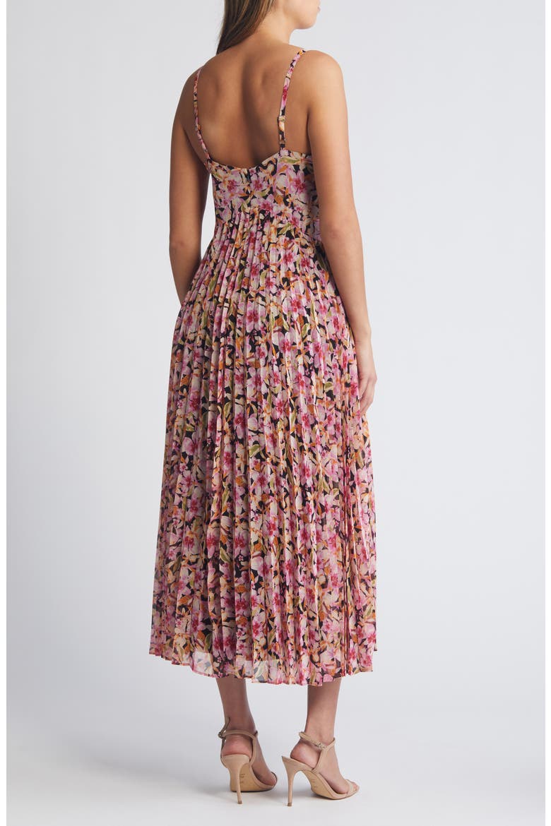 Floral Pleated Sundress, Alternate, color, BLACK- PINK TIA TROPIC