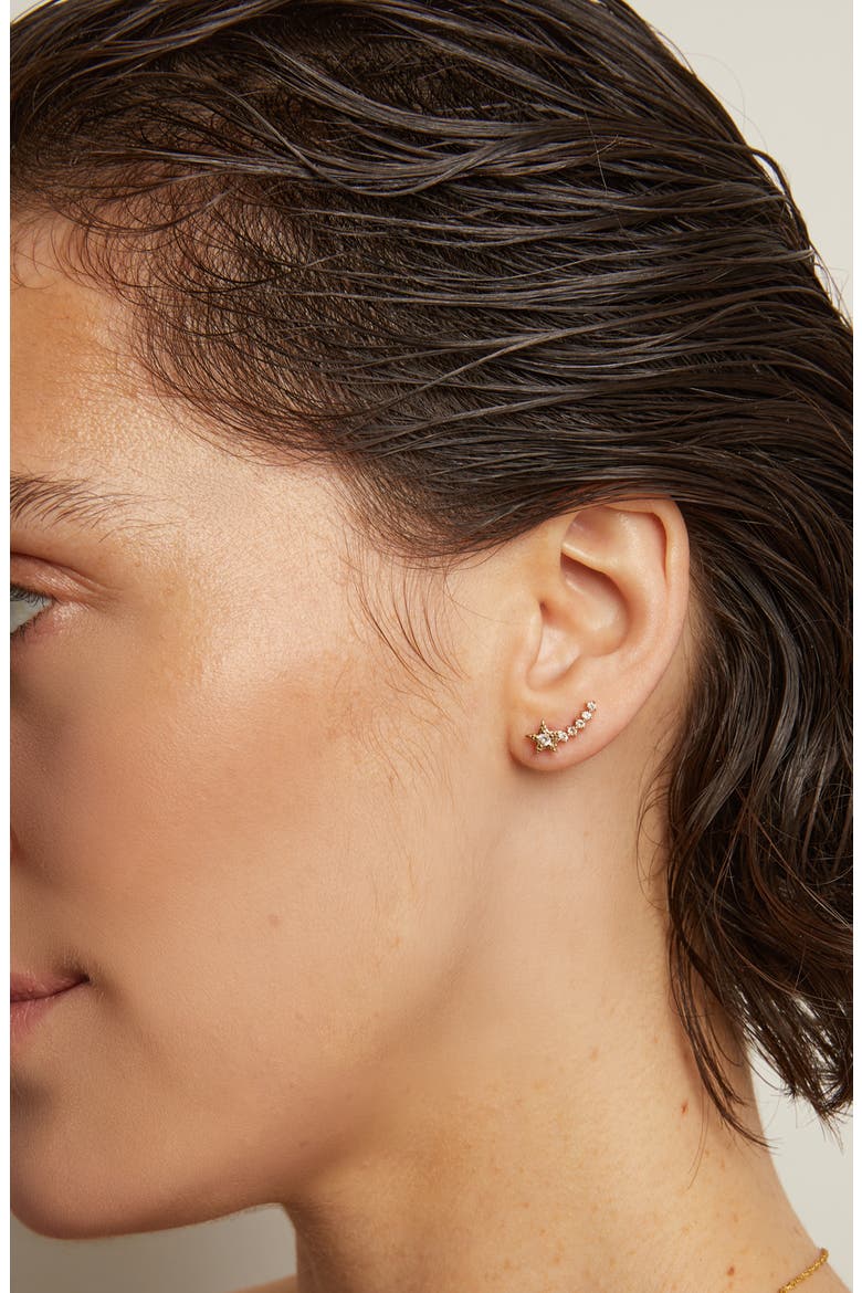 Lab Grown Sapphire Climber Flatback Earring, Alternate, color, Yellow Gold Vermeil