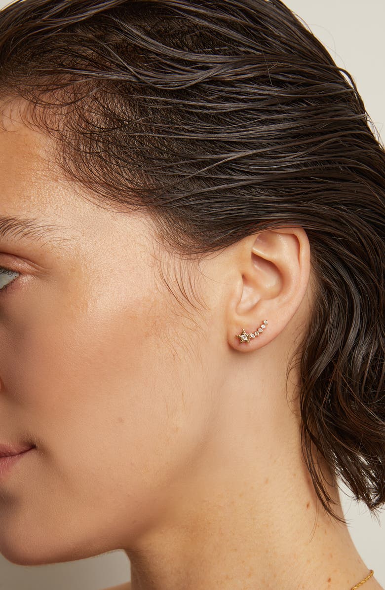 Aurate New York Lab Grown Sapphire Climber Flatback Earring, Alternate, color, Yellow