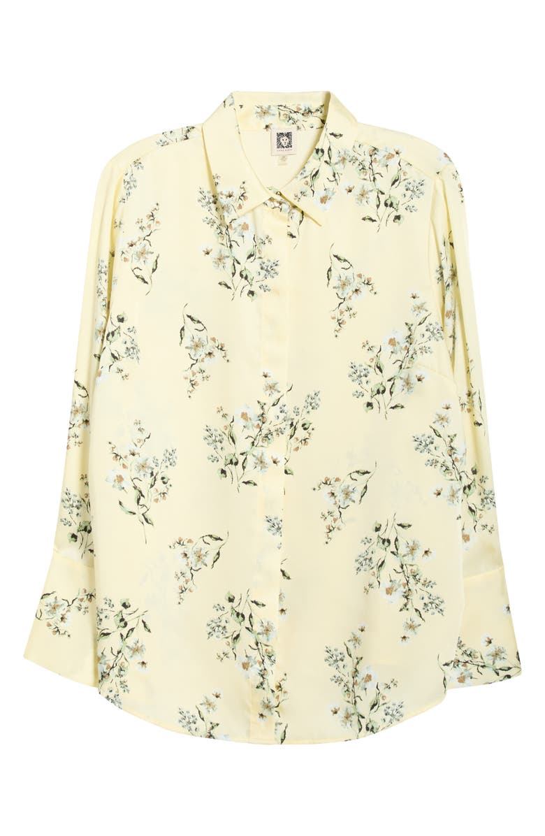 Anne Klein Print Button-Up Shirt, Main, color, Whisper Yellow Multi