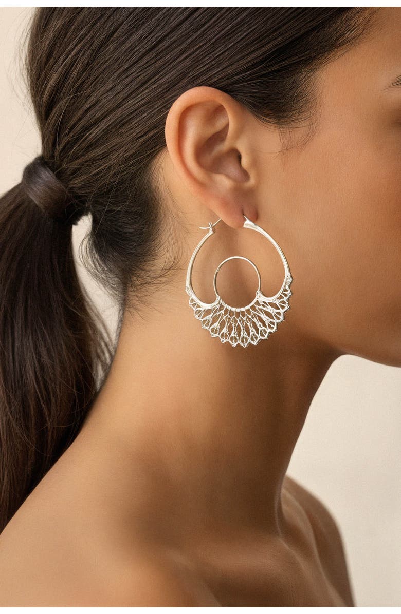 Astor & Orion Iris Hoops, Alternate, color, Silver