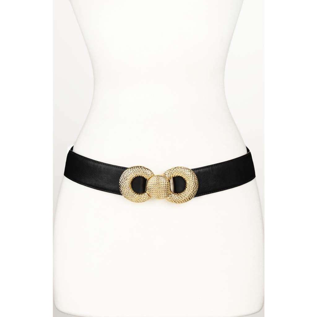 Raina Belts Bow Textured Buckle Leather Belt In Black