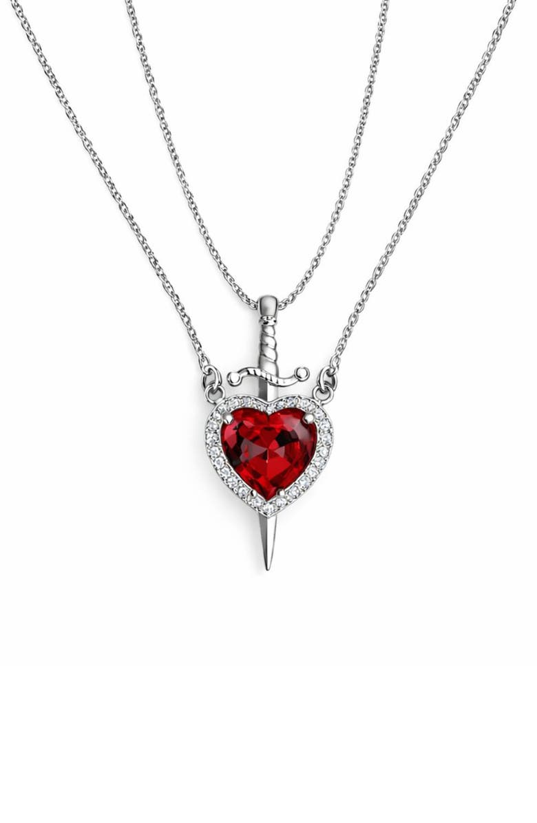 REBL Set of 2 Heart & Dagger Crystal Pendant Necklaces, Main, color, 