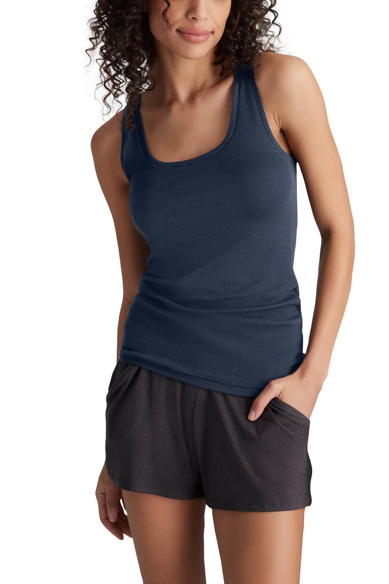 Micro Rib Fitted Tank, Main, color, BLUE