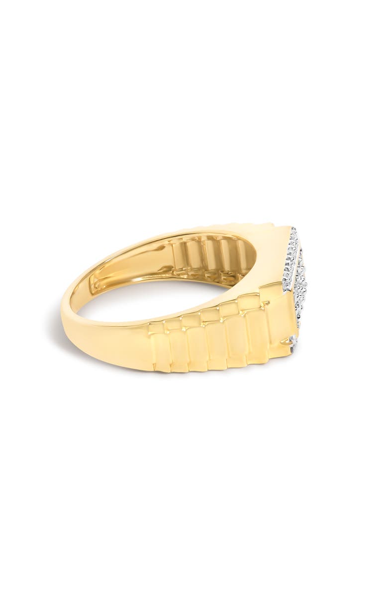 Haus of Brilliance Men's 14K Yellow Gold Plated Sterling Silver Natural 1/2 Cttw Diamond Rectangular Halo Band Ring, Alternate, color, Yellow Gold Over Silver