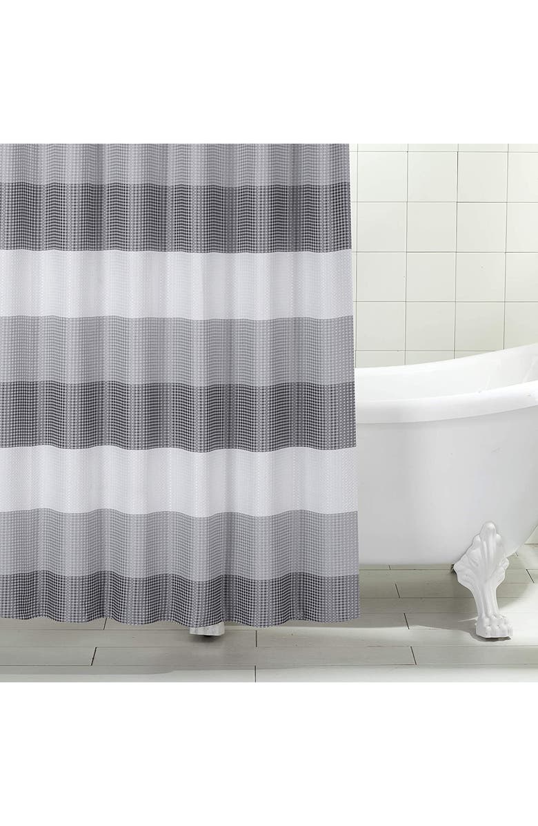 DAINTY HOME Shades Ombré Waffle Texture Shower Curtain, Alternate, color, Grey