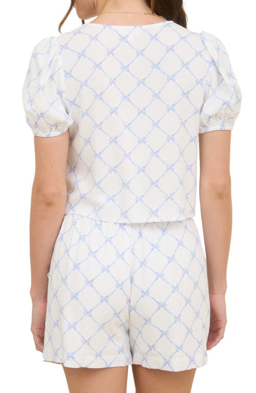 BLU PEPPER BLU PEPPER PUFF SLEEVE TIE FRONT TOP