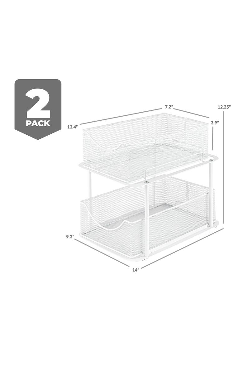 SORBUS 2-Tier Metal Sliding Bin Organizer, Alternate, color, White