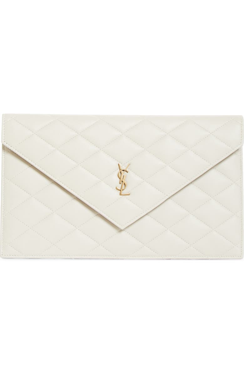 Saint Laurent Paris Diamond Quilt Pouch, Main, color, Blanc Vintage