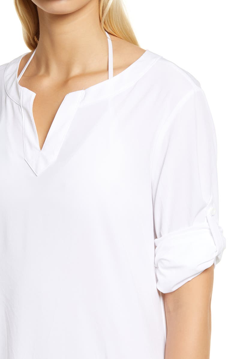 L.L.Bean Long Sleeve Notch Neck Cover-Up Dress, Alternate, color, 