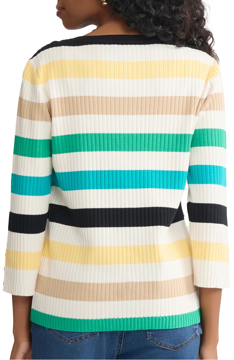 Jones New York Stripe Boat Neck Sweater, Alternate, color, Kelly Multi