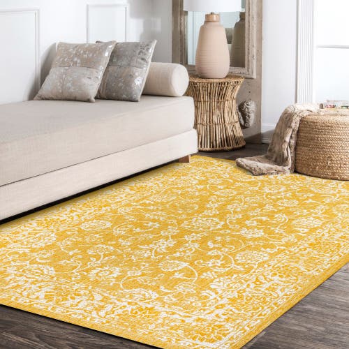 Jonathan Y Tela Bohemian Textured Weave Floral Indoor/outdoor Area Rug In Yellow/cream