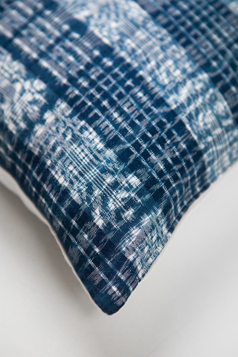 Vintage Indigo Handwoven Ikat Throw Pillow, Alternate, color, Blue