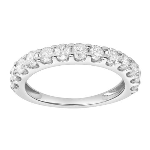 Aria 14K Gold Round Diamond Studded Half Eternity Band Ring - 1 ct