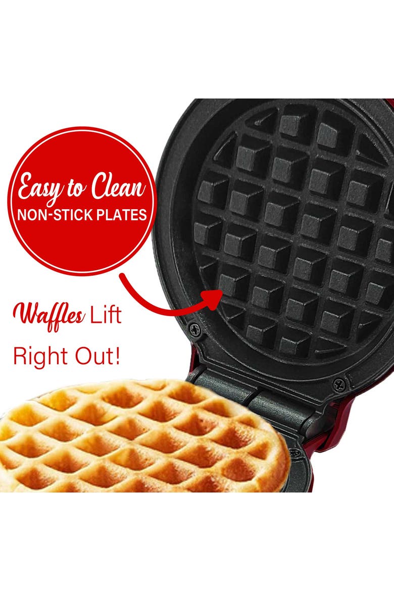 Non-Stick 5" Multi-Use Mini Waffle Maker in Red, Alternate, color, Red
