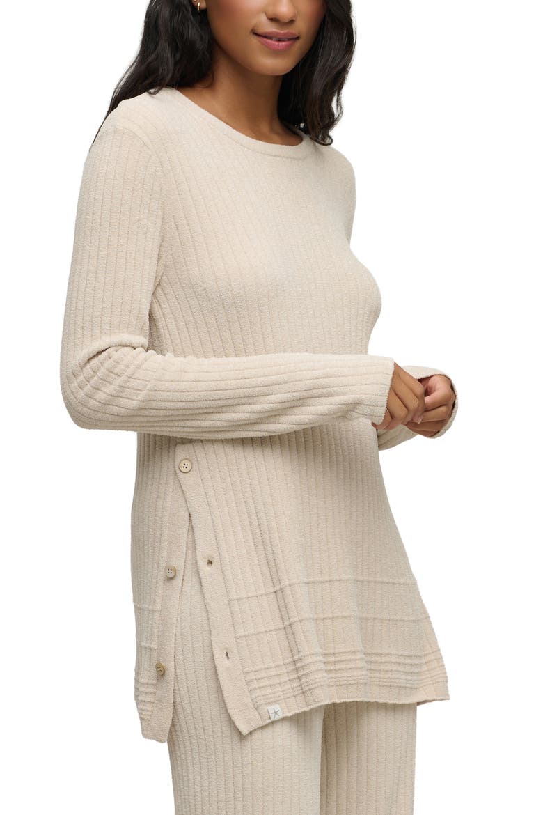 CozyChic® Ultra Lite® Textured Ribbed Button Sweater, Alternate, color, STONE