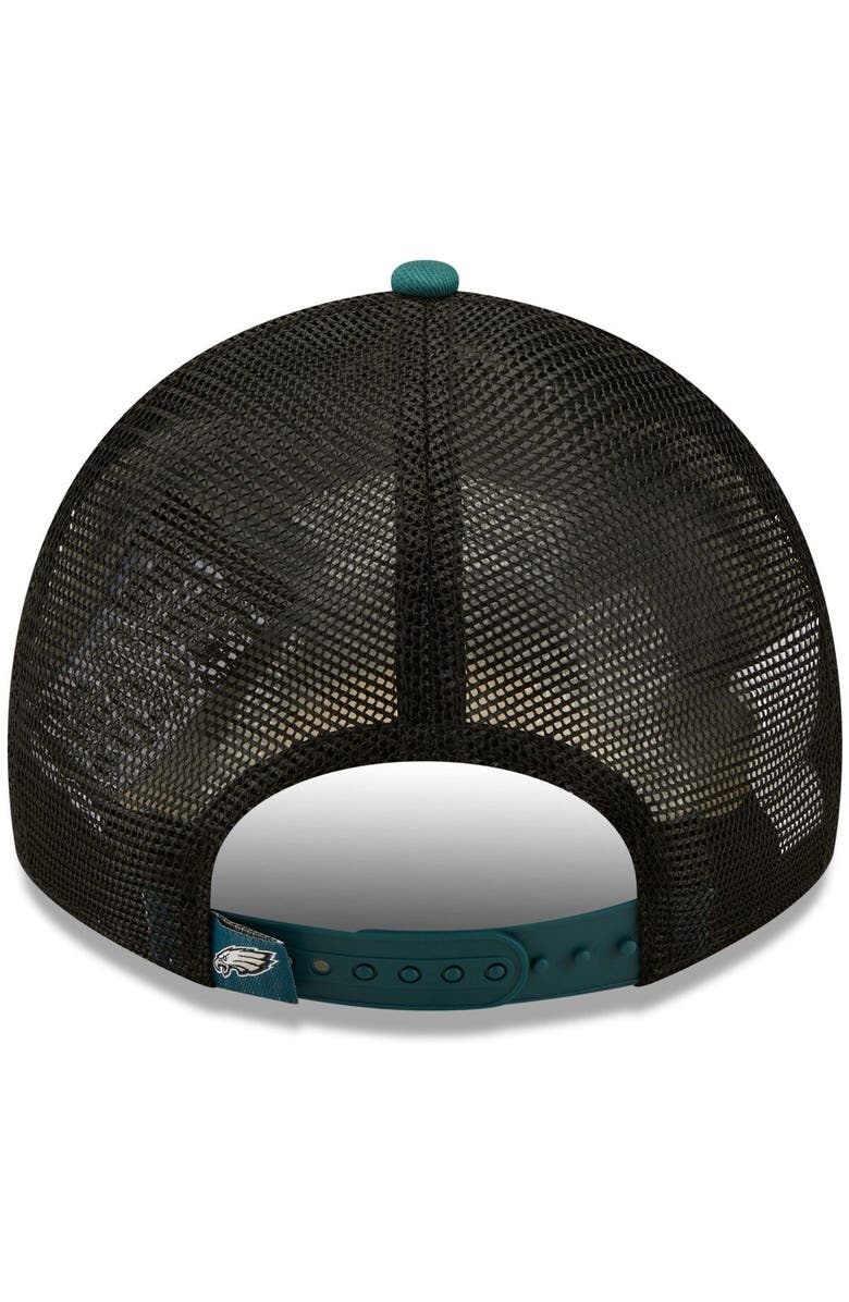 New Era Men's New Era Midnight Green/Black Philadelphia Eagles Circle 9TWENTY Trucker Snapback Hat, Alternate, color,