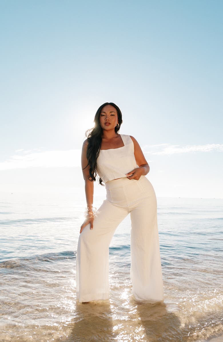 Petal & Pup Devlin Linen Crop Tank, Alternate, color, Cloud White