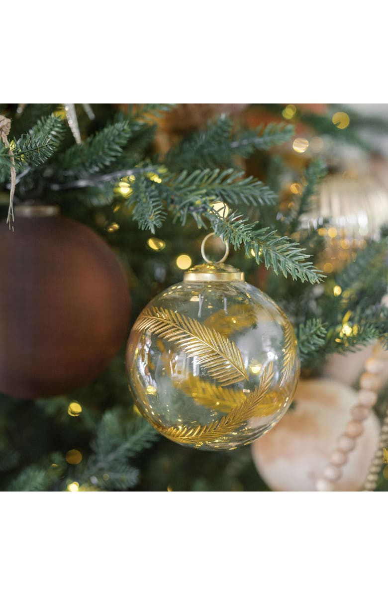 CG Hunter 3" Artisan Glass Gold Etched Leaf Ornament, Alternate, color, Gold