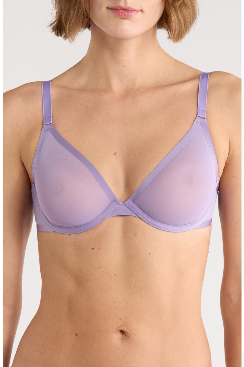 The Plunge Underwire Mesh Bra, Main, color, AMETHYST PURPLE