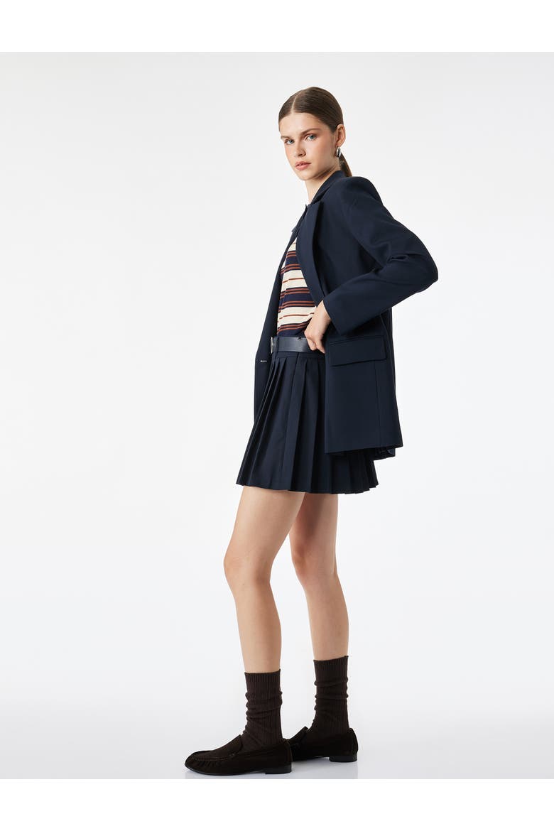 Pleated Mini Skirt With Belt, Alternate, color, NAVY