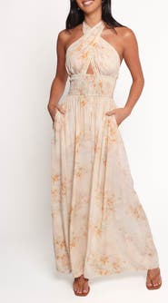 Petal & Pup Lunaria Floral Halter Wide Leg Jumpsuit